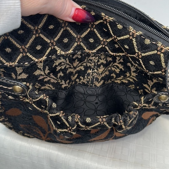 FOSSIL MULTICOLOR TAPESTRY GENUINE LEATHER STRAP XBODY HOBO SHOULDER BAG HANDBAG - Picture 11 of 11